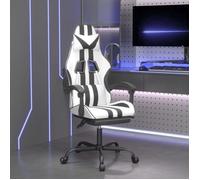 Chaise de jeu avec repose-pied Blanc et noir Similicuir