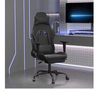 vidaXL Chaise de jeu avec repose-pied en similicuir Noir