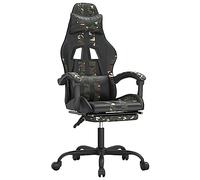 vidaXL Chaise de Jeu avec Repose-Pied Pivotante Chaise d'Ordinateur Fauteuil Siège de Bureau Ergonomique Intérieur Noir Camouflage Similicuir