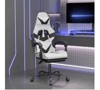vidaXL Chaise de Jeu avec Repose-pied Pivotante Chaise d'Ordinateur Fauteuil Siège de Bureau Ergonomique Intérieur Blanc et 3143864