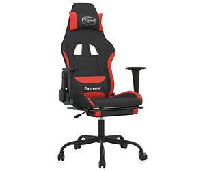 vidaXL Chaise de Jeu avec Repose-Pied Pivotante Chaise d'Ordinateur Fauteuil Siège de Bureau Ergonomique Intérieur Noir et Rouge Tissu