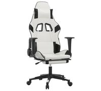 vidaXL Chaise de jeu de massage avec repose-pied Blanc&Noir Similicuir