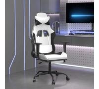vidaXL Chaise de jeu de massage avec repose-pied Blanc&Noir Similicuir