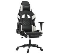 vidaXL Chaise de jeu de massage avec repose-pied Noir&Blanc Similicuir