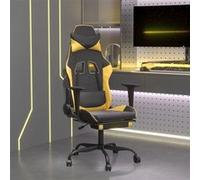 Vidaxl Chaise De Jeu De Massage Avec Repose-Pied Noir&doré Similicuir Noir