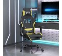 vidaXL Chaise de jeu de massage avec repose-pied Noir et vert clair Vert G