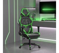 vidaXL Chaise de jeu de massage avec repose-pied Noir&Vert Similicuir