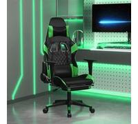 vidaXL Chaise de jeu de massage avec repose-pied Noir&Vert Similicuir Vert G