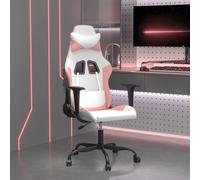 vidaXL Chaise de jeu de massage Blanc et rose Similicuir