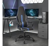 vidaXL Chaise de jeu de massage bleu et noir similicuir