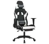 vidaXL Chaise de jeu de massage et repose-pied Noir blanc Similicuir