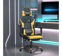 vidaXL Chaise de jeu de massage et repose-pied Noir doré Similicuir noir G