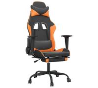 Vidaxl Chaise De Jeu De Massage Et Repose-Pied Noir&orange Similicuir Multicolore