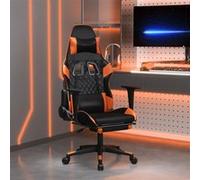 vidaXL Chaise de jeu de massage et repose-pied Noir&Orange Similicuir Noir G