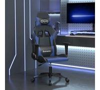 vidaXL Chaise de Jeu de Massage, Fauteuil avec Dossier et Hauteur Réglables, Siège avec Roulettes, Moderne, Noir et Bleu 345445 Gris G