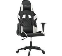 vidaXL Chaise de jeu de massage Noir et blanc Similicuir Blanc G