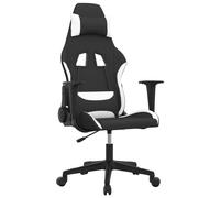 vidaXL Chaise de jeu de massage Noir et blanc Tissu
