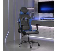 vidaXL Chaise de jeu de massage Noir et bleu Similicuir