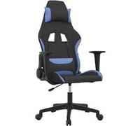 vidaXL Chaise de jeu de massage Noir et bleu Tissu Bleu G