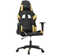 vidaXL Chaise de jeu de massage Noir et doré Similicuir Noir G
