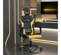 vidaXL Chaise de jeu de massage Noir et doré Similicuir noir G