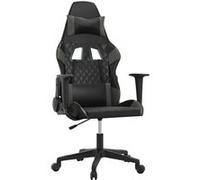 vidaXL Chaise de jeu de massage Noir et gris Similicuir Gris G
