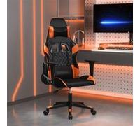 vidaXL Chaise de jeu de massage Noir et orange Similicuir Noir G