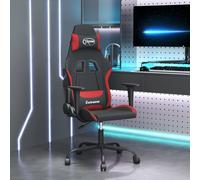 vidaXL Chaise de jeu de massage Noir et rouge Tissu