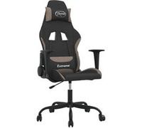 vidaXL Chaise de jeu de massage Noir et taupe Tissu Taupe G