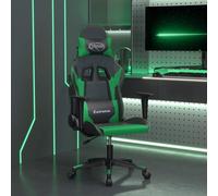 vidaXL Chaise de jeu de massage Noir et vert Similicuir