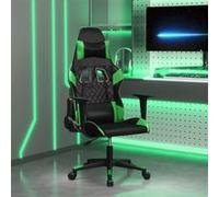 vidaXL Chaise de jeu de massage Noir et vert Similicuir Vert G