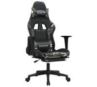 Vidaxl Chaise De Jeu De Massage Repose-Pied Noir Camouflage Similicuir Noir