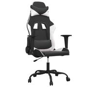 vidaXL Chaise de Jeu de Massage, Siège avec roulettes, Fauteuil de Jeu avec Dossier, Meuble de Salon Bureau, Noir et Blanc Similicuir