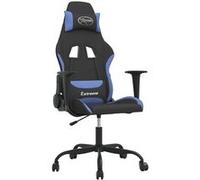 vidaXL Chaise de jeu Noir et bleu Tissu Noir