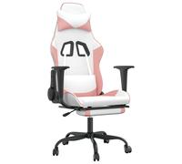 vidaXL Chaise de jeu pivotante avec repose-pied Blanc&Rose Similicuir