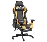 Chaise de Jeu Pivotante Doré PVC Fauteuil Ordinateur Bureau Ergonomique vidaXL