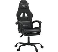 vidaXL Chaise de jeu pivotante avec repose-pied Noir Similicuir Noir G