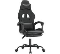 vidaXL Chaise de jeu pivotante avec repose-pied Noir Similicuir Noir G
