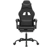 vidaXL Chaise de jeu pivotante avec repose-pied Noir Similicuir Noir G