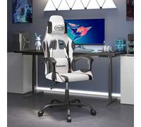 vidaXL Chaise de jeu pivotante Blanc et noir Similicuir