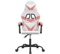 vidaXL Chaise de jeu pivotante Blanc et rose Similicuir Blanc G