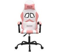 vidaXL Chaise de jeu pivotante Blanc et rose Similicuir Rose G