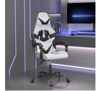 vidaXL Chaise de Jeu Pivotante Chaise d'Ordinateur Fauteuil Chaise de Bureau Dossier et Hauteur Réglables Intérieur Blanc et 349553