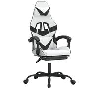 vidaXL Chaise de jeu pivotante et repose-pied Blanc et noir Similicuir