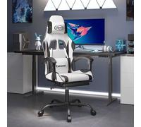 vidaXL Chaise de jeu pivotante et repose-pied Blanc et noir Similicuir