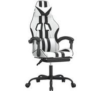 vidaXL Chaise de jeu pivotante et repose-pied Blanc et noir Similicuir Noir G