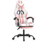 vidaXL Chaise de jeu pivotante et repose-pied Blanc et rose Similicuir