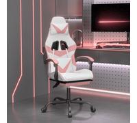 vidaXL Chaise de jeu pivotante et repose-pied Blanc et rose Similicuir