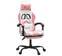 vidaXL Chaise de jeu pivotante et repose-pied Blanc et rose Similicuir