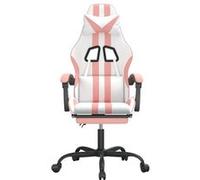 vidaXL Chaise de jeu pivotante et repose-pied Blanc et rose Similicuir Rose G